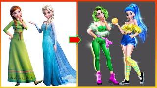 Elsa Anna Frozen Make Up in to Inside Out 2 | Inside Out 2 Disney Cartoon Art