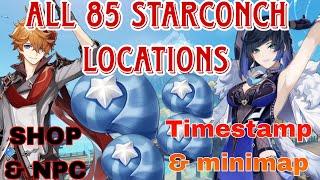 All 85 Starconch locations & Farming route Genshin impact | Childe & Yelan Ascension Materials