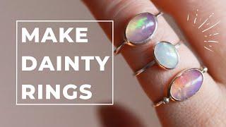 How to make DAINTY RINGS with cabochon gemstones! Making rings at home. Tutorial