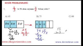 3. Sınıf Kesir Problemleri Yazılı Sınav(seviye üstü)