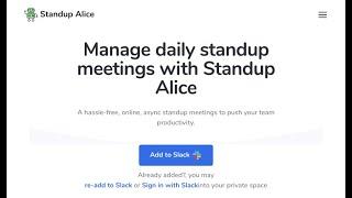 How to install Standup Alice bot to Slack and create a standup meeting