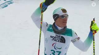 Paralympischer Biathlon   der goldene Zieleinlauf von Fleig