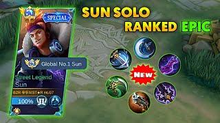 CARA MAIN SOLO RANK DI EPIC PAKAI HERO SUN - BUILD & EMBLEM TERBARU SEASON 29 ~ Mobile Legends