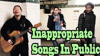 SINGING INAPPROPRIATE SONGS in the NYC SUBWAY (SINGING IN PUBLIC)