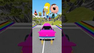 Cartoon Characters Car Jump Challenge  BeamNG.Drive