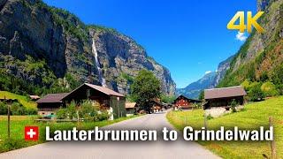 Lauterbrunnen to Grindelwald, Summer driving in Switzerland from Lauterbrunnen to Grindelwald 4K