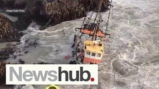 Fishing trip gone wrong: Skipper's lucky escape as dangerous seas turn boat to matchwood | Newshub