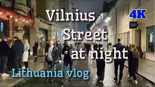 Travel to Lithuania - Vilnius 4K - Vilnius street at night - 2024