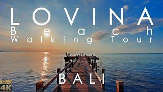 4K Lovina Beach. Bali. Indonesia. Pantai Lovina Walking Tour.