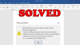 Word experienced an error trying to open the file. Please try the following suggestions (FIXED 2021)