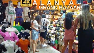 ALANYA GRAND BAZAAR 2024 JULY I FAKE MARKET WALKING TOUR I ANTALYA SHOPPING CENTER TURKEY HOLIDAY 4K