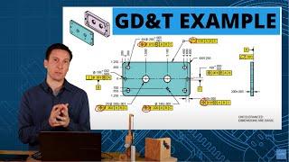 GD&T example: 2 parts with datums, position, and profile tolerance