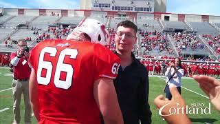 SUNY Cortland football captain gets a surprise visit