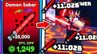 I Bought STRONGEST DEMON SABER and Become STRONGEST FIGHTER in Roblox Saber Battle Simulator..