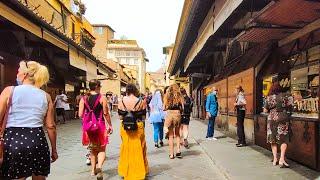 Florence - Ponte vecchio. Italy  - 4k Walking Tour around the City - Travel Guide. trends, moda