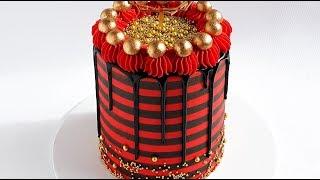 EPIC Gold, Black and Red STRIPED CAKE hack- Rosie's Dessert Spot