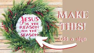 How to Add a Sign to a Wreath/ Making a Classic Christmas Wreath With Sign #wreathmaking