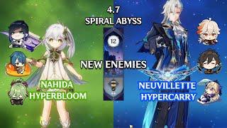 NEW ABYSS! Nahida Hyperbloom and Neuvillette Hypercarry - 4.7 Spiral Abyss Floor 12 - Genshin Impact