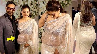 Pregnant Kajol Devgan flaunts her Baby Bump with Husband Ajay Devgn in Transparent Saree