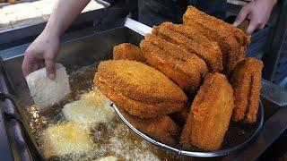 천원짜리 식빵고로케 - 죽도시장 / fried croquette toast - korean street food