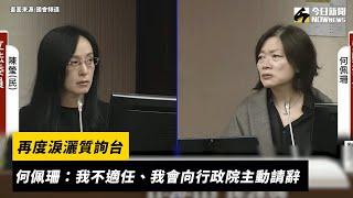 再度淚灑質詢台　何佩珊：我不適任、我會向行政院主動請辭｜NOWnews