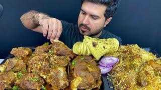 ASMR; EATING SPICY MUTTON CURRY WITH TANDOORI NAAN+SPICY CHICKEN BIRYANI || REAL MUKBANG(NO TALKING)