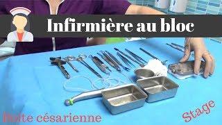 Infirmiere au bloc opératoire (stage) / césarienne, boite d'instruments/Instrumentiste