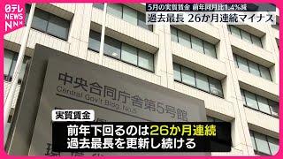 【5月の「実質賃金」】過去最長の26か月連続マイナス