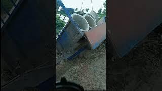 Overload concrete pipe stunt truck