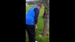 Golf Trouble Shot- Playing Left Handed from beside tree