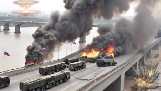 5 minutes ago! Hundreds of Russian Ammunition Supply Convoys Attacked by US Troops on the Bridge