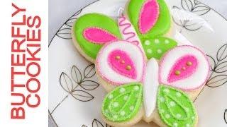 Pretty Lime  Green and Hot Pink Butterly Cookies Tutorial, Decorating with Royal Icing