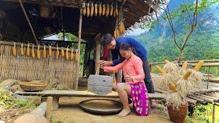 17 year old girl harvests corn garden to prepare food for poor people living in the mountains