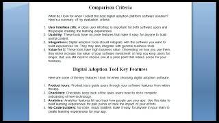 Digital Adoption Tool Key Features | Comparison Criteria | Samidul Tech