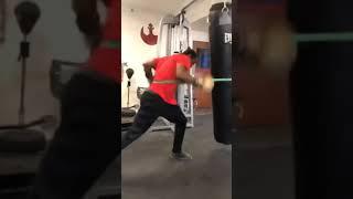 Inside fighting on the heavy bag boxing