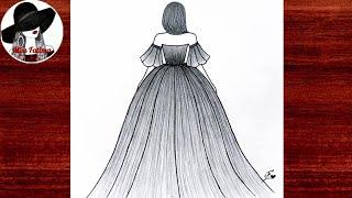 Very Easy Girl Drawing | How To Draw A Girl With Beautiful Dress | Girl Drawing Step By Step