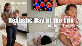 REALISTIC DAY IN THE LIFE WITH A NEWBORN | living alone, solo mom + Bath & Morning Routine