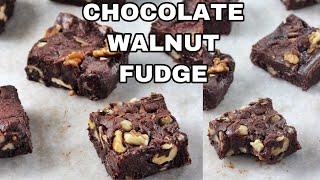 Eggless Chocolate walnut fudge | No bake recipe | Just 4 major ingredients | Quick and easy