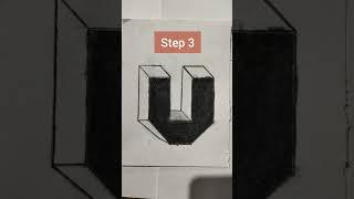 3d art letter u drawing || 3d letter u drawing #shorts #youtubeshorts