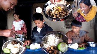 Local PORK curry  || Dhanlaxmi's children invited for lunch || Bhumi village family video ||
