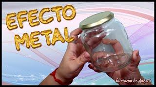 Bote de cristal reciclado con decoupage y efecto metal Diy manualidades