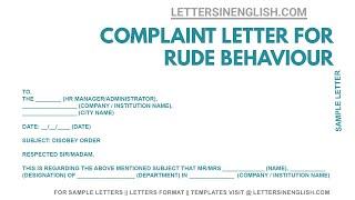 Complaint Letter For Rude Staff – Complaint Letter Format | Letters in English