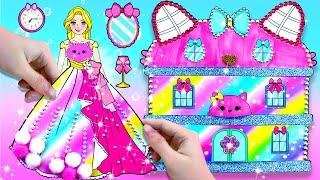 Rainbow Barbie Decorate 2 Storey House - Barbie's New Home Handmade - DIYs Paper Dolls & Crafts