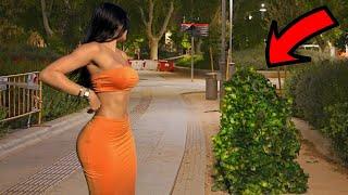 In Madrid Pretty Girls Get Epic Scares !! Bushman Prank