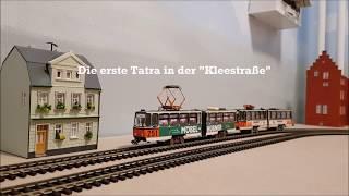 H0 Modelleisenbahn - Straßenbahnanlage Update Hintergrund und Gleise / Background and first tracks