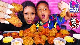 TACO BELL NEW CRISPY CHICKEN WINGS REVIEW MUKBANG | QUEEN BEAST & JUJU