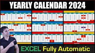 Calendar in Excel 2024 I Create Easy Yearly Calendar in Excel and Sheets with a SINGLE Formula