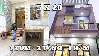 Mẫu Nhà Đẹp 2 Tầng 1 Tum + Hầm Thi Công Trọn Gói Tại Thuận An Bình Dương