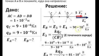 Решение задач по теме "Напряжённость электрического поля. Принцип суперпозиции полей" №1