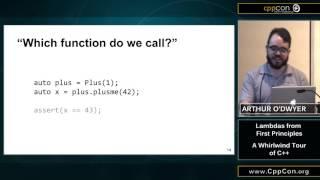 CppCon 2015: Arthur O'Dwyer “Lambdas from First Principles: A Whirlwind Tour of C++"”